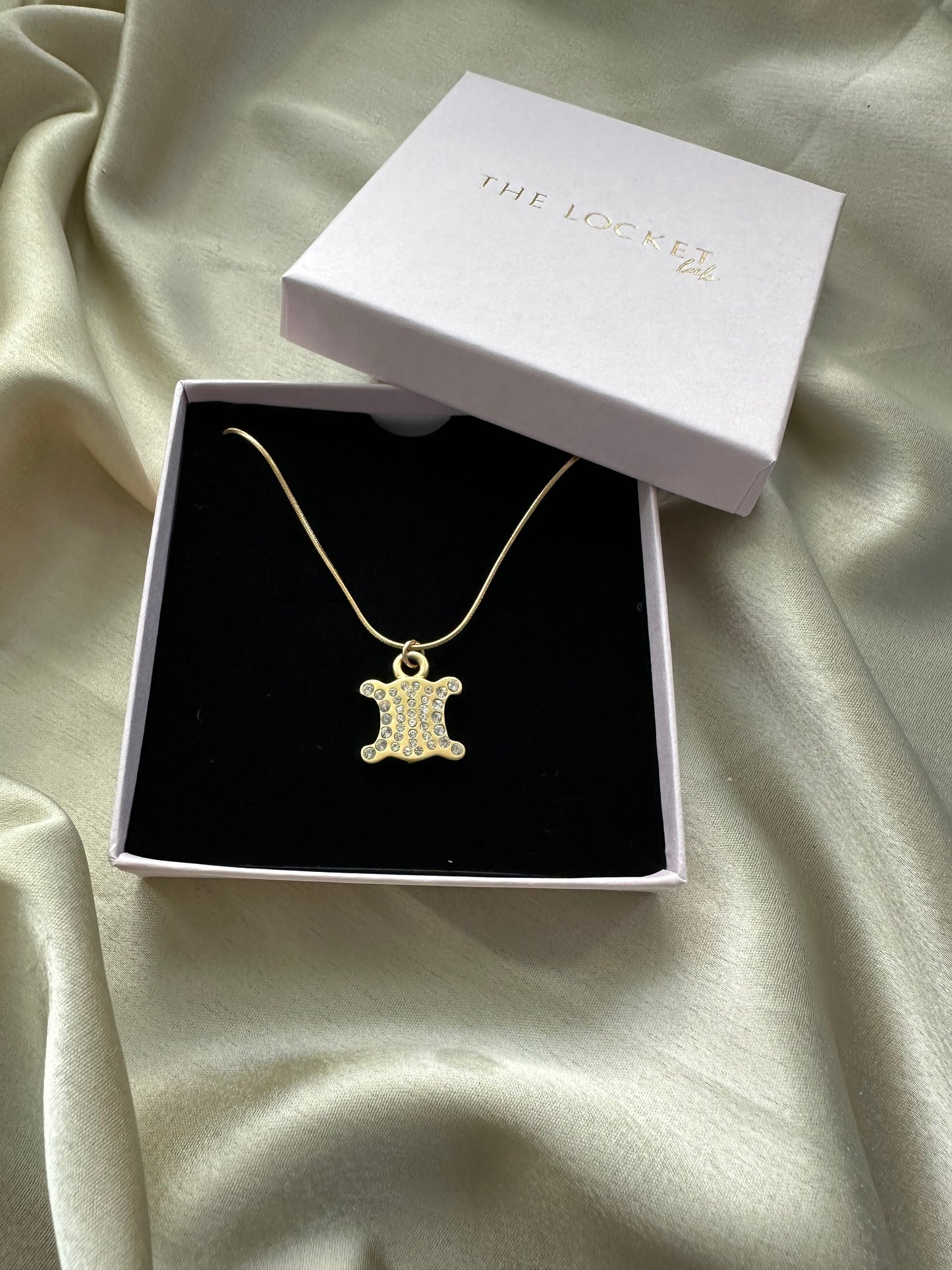 Authentic Reworked Necklace - Gold with diamante logo