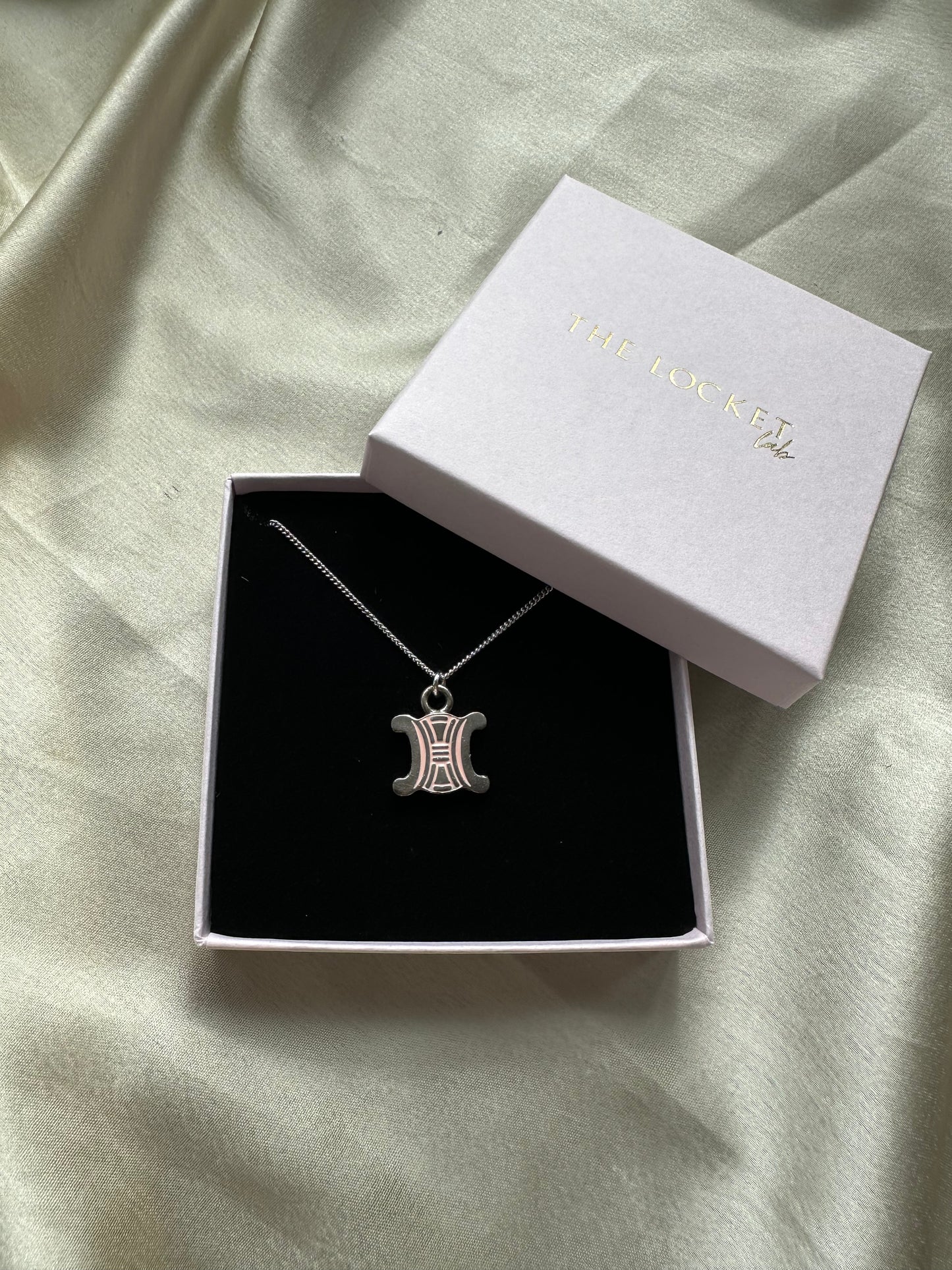 Authentic Reworked Necklace - Silver with baby pink logo