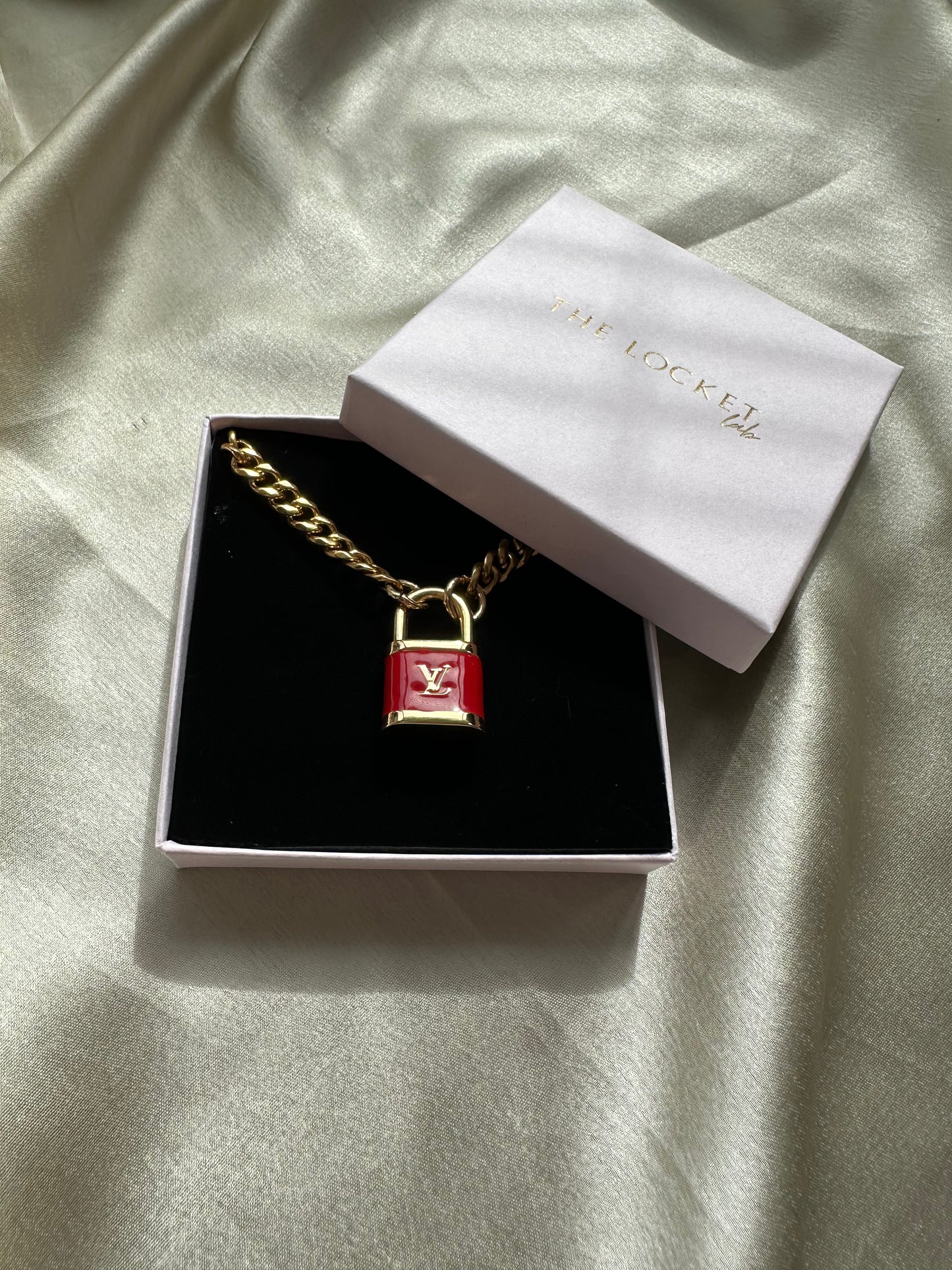 Authentic Reworked Necklace - Red Padlock