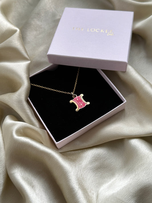 Authentic Reworked Gold Necklace - Style 3 Dark Pink