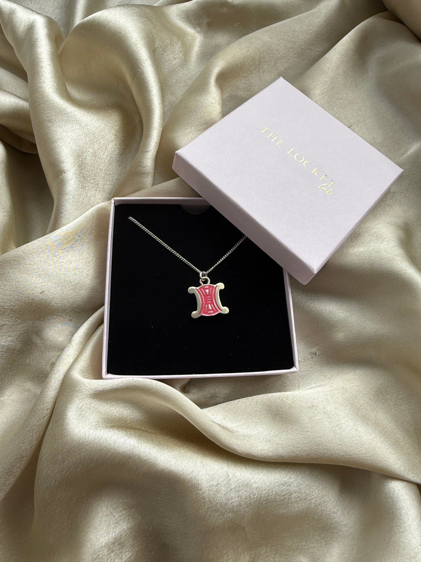 Authentic Reworked Silver Necklace - Style 2 Dark Pink