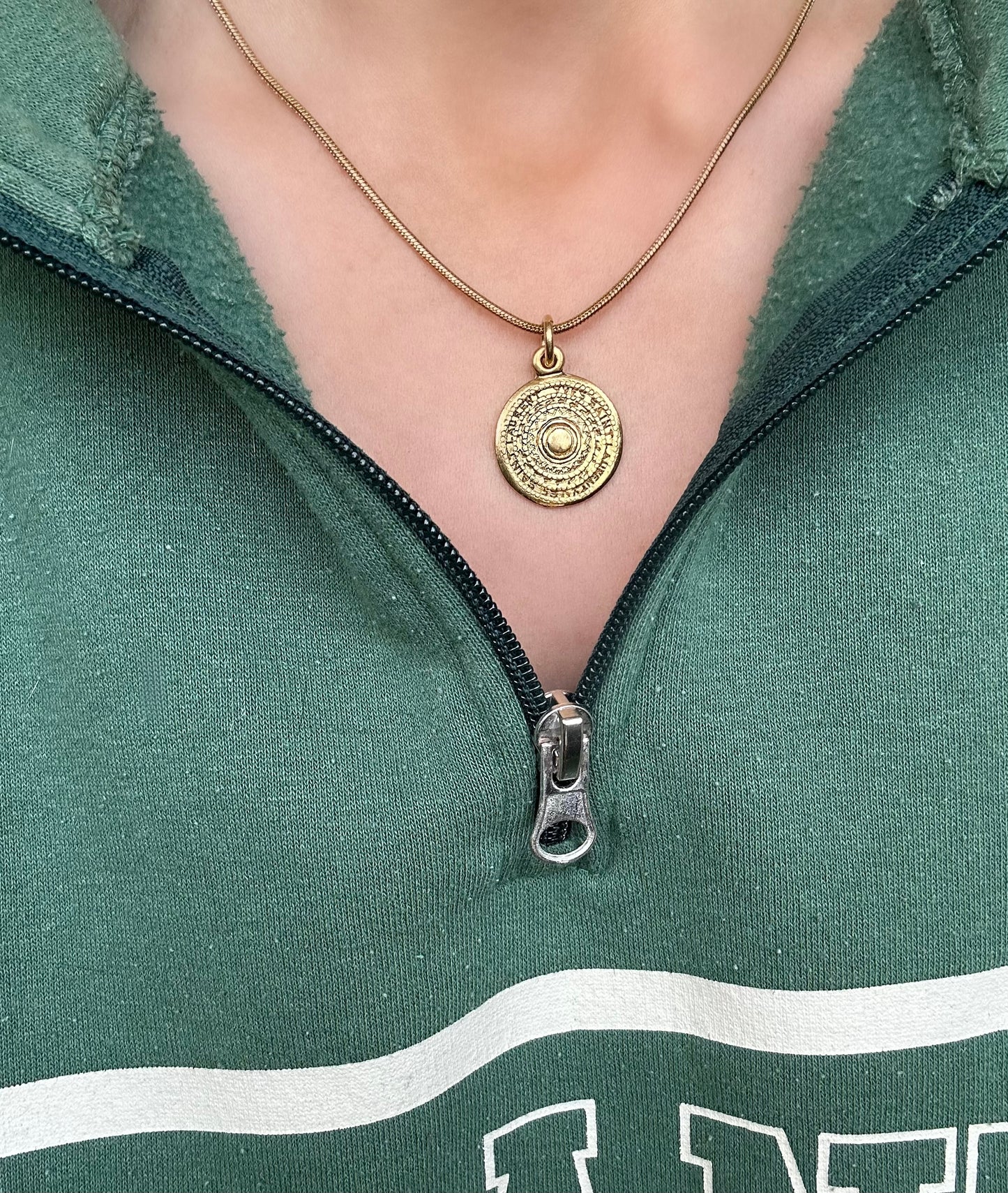 Authentic Reworked Coin Necklace - Small Pendant Snake Chain 1