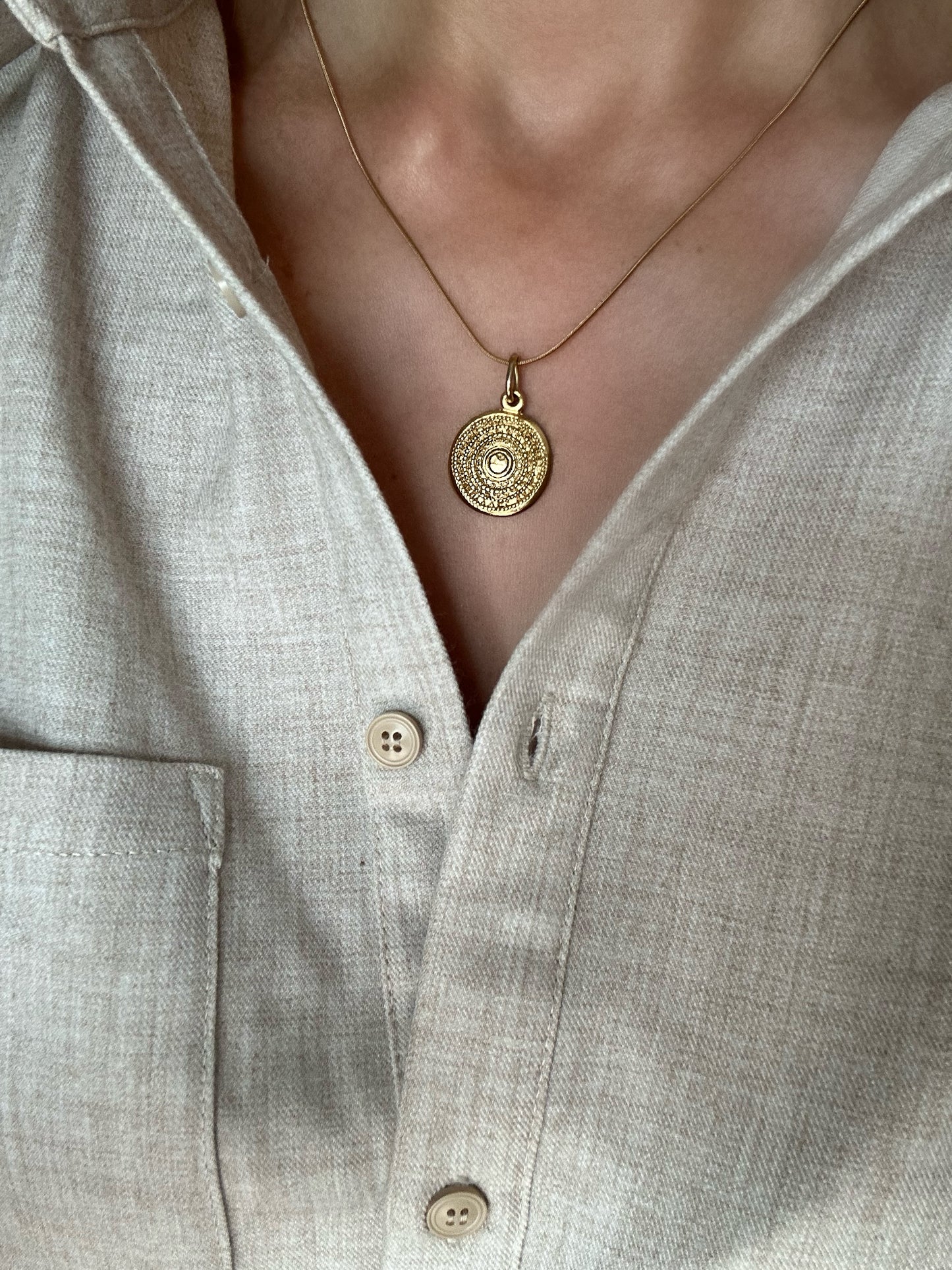 Authentic Reworked Coin Necklace - Small Pendant Snake Chain