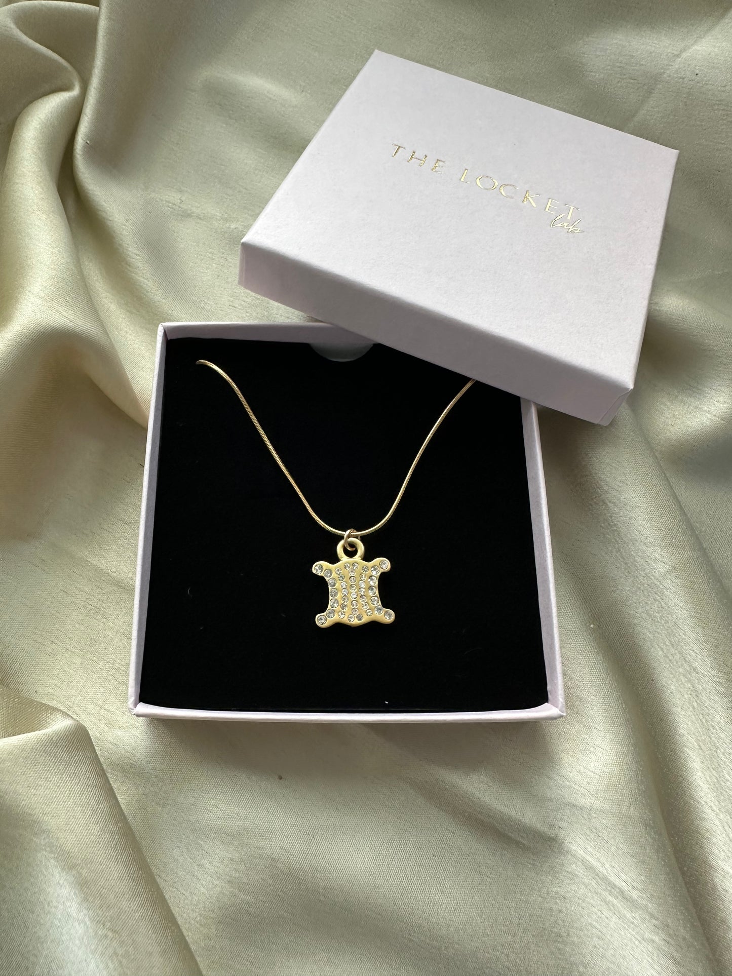 Authentic Reworked Necklace - Gold with diamante logo