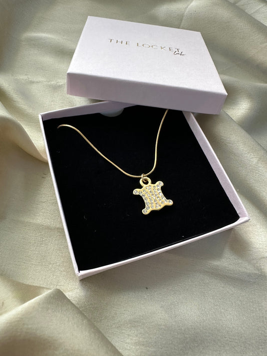 Authentic Reworked Necklace - Gold with diamante logo
