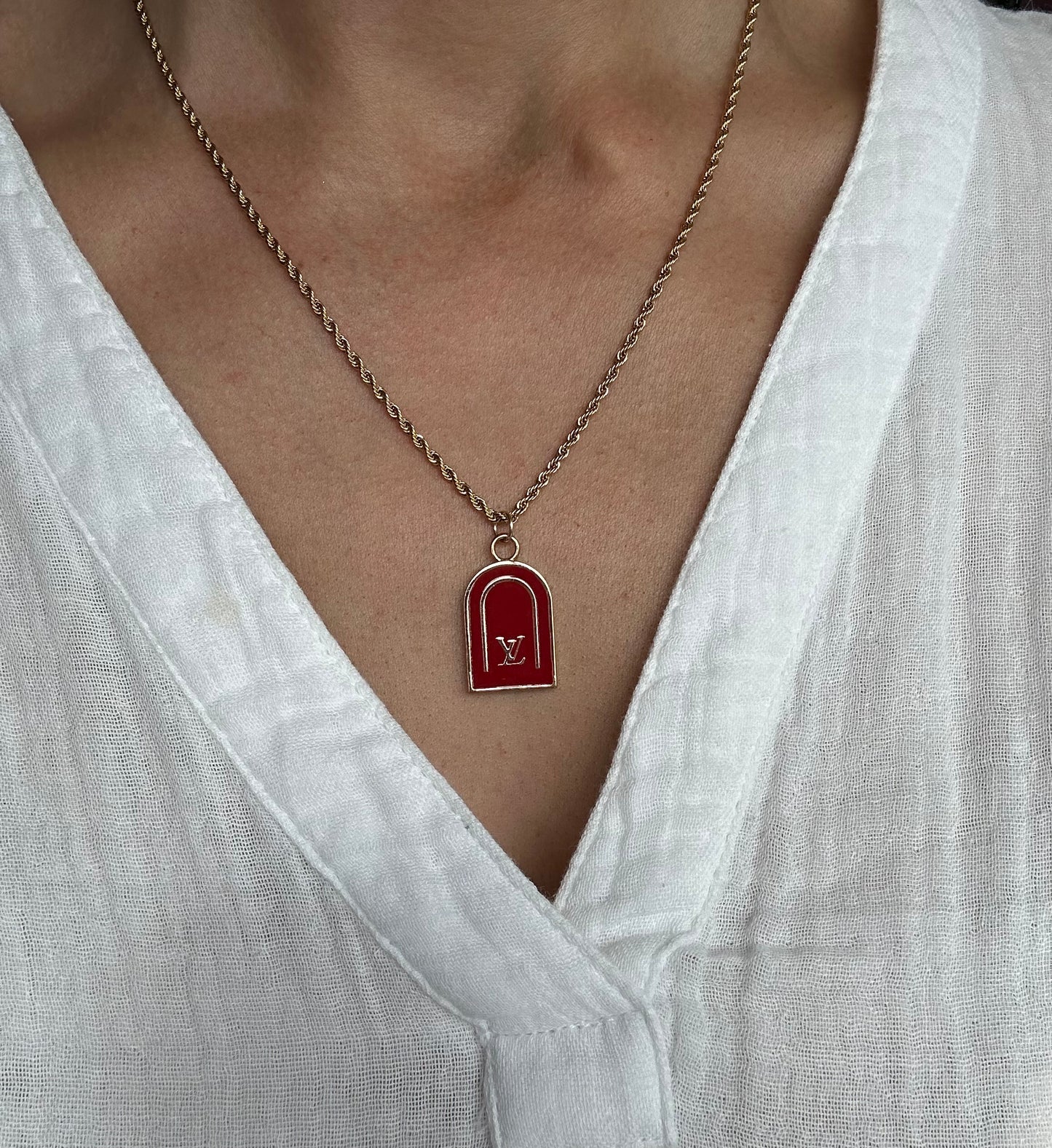 Authentic Reworked Necklace - Red Logo Arch