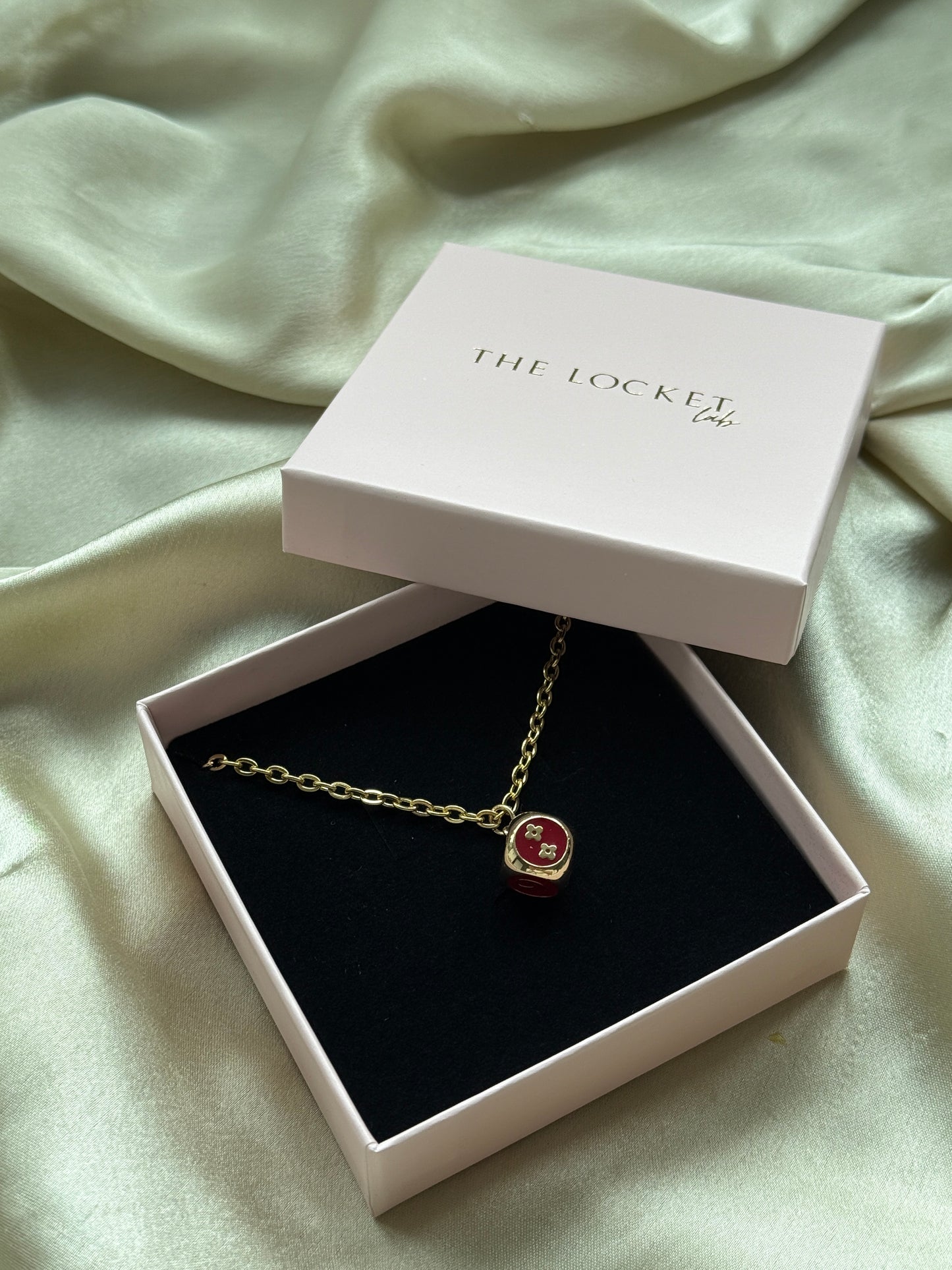 Authentic Reworked Necklace - Burgundy Branded Dice