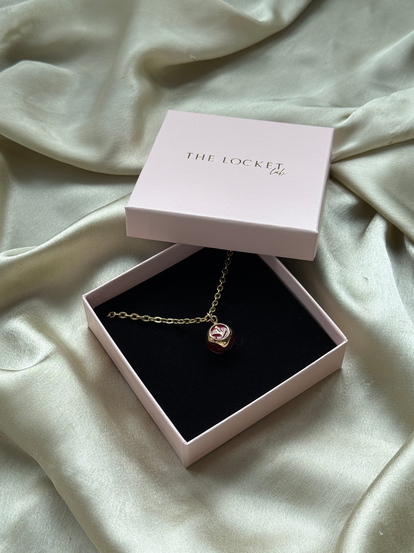 Authentic Reworked Necklace - Burgundy Branded Dice