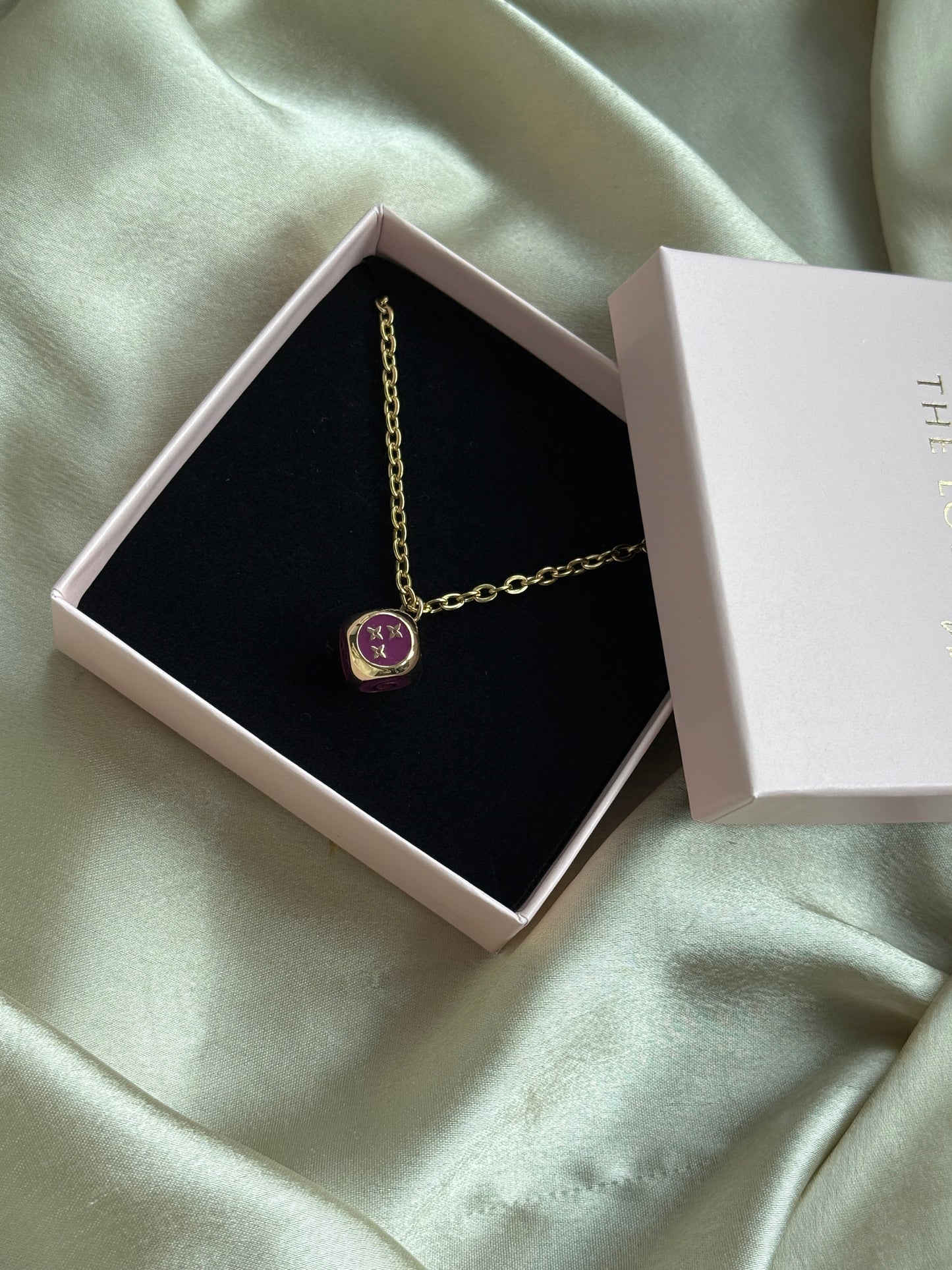 Authentic Reworked Necklace - Purple Branded Dice