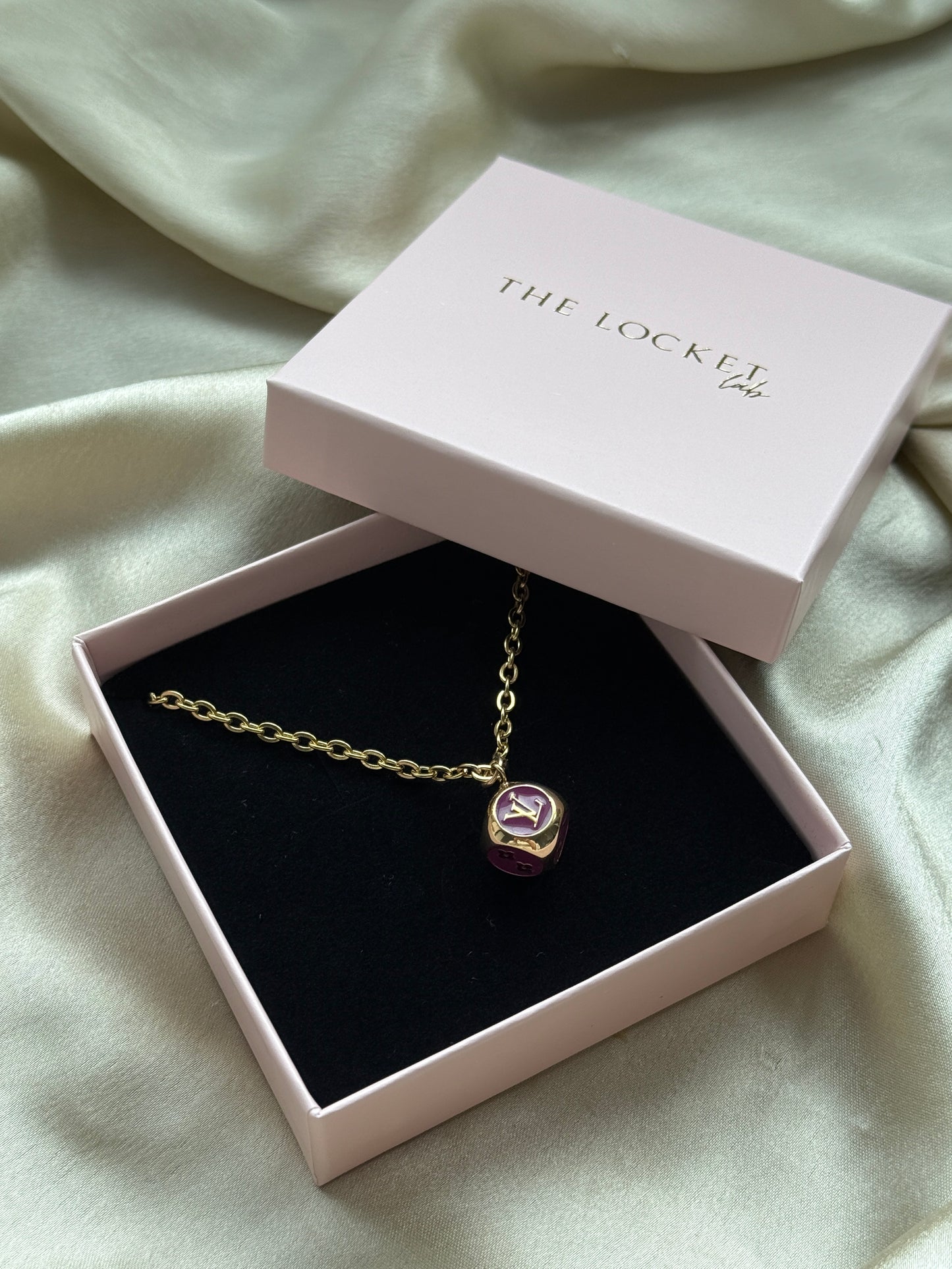 Authentic Reworked Necklace - Purple Branded Dice