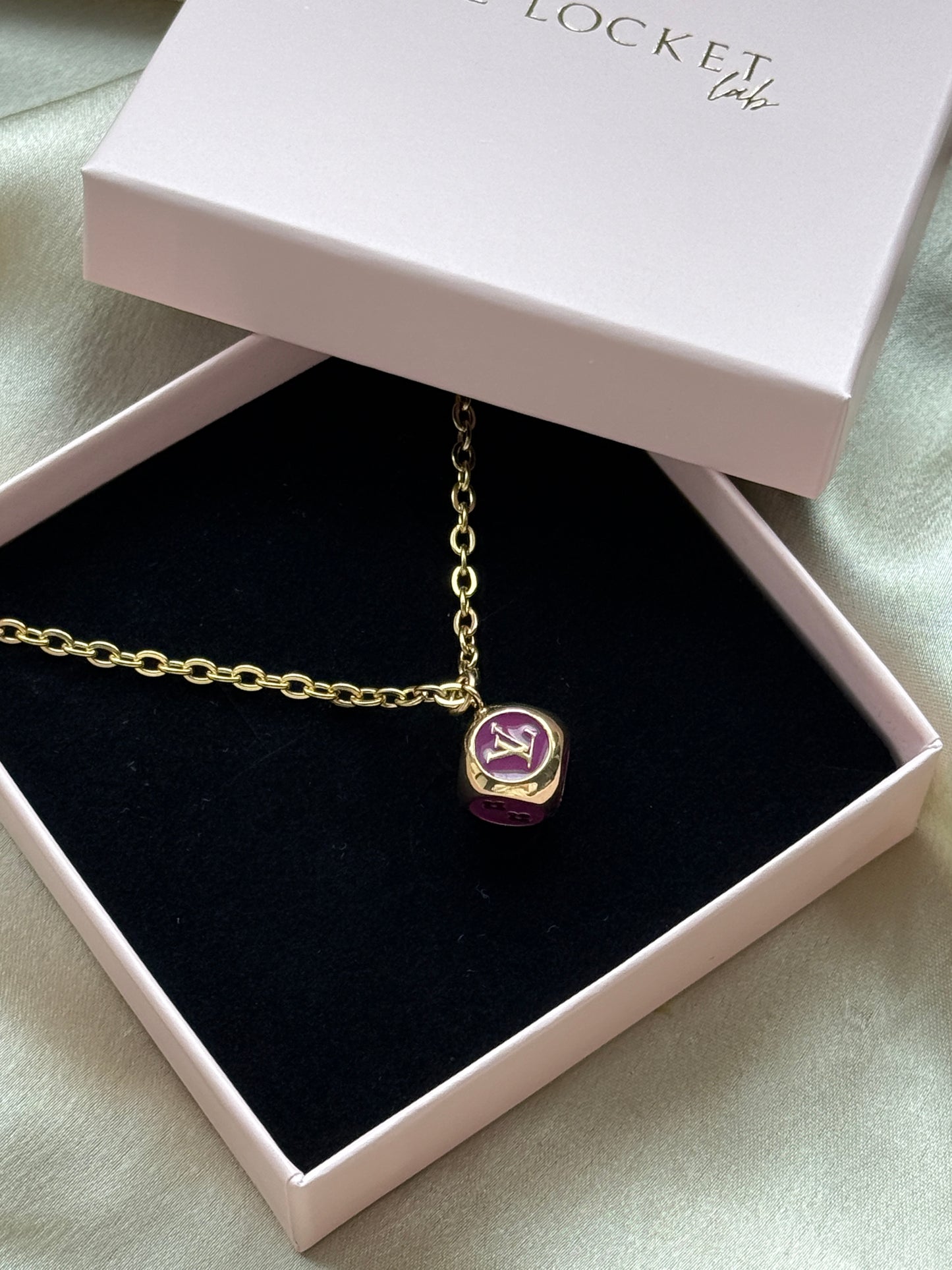 Authentic Reworked Necklace - Purple Branded Dice