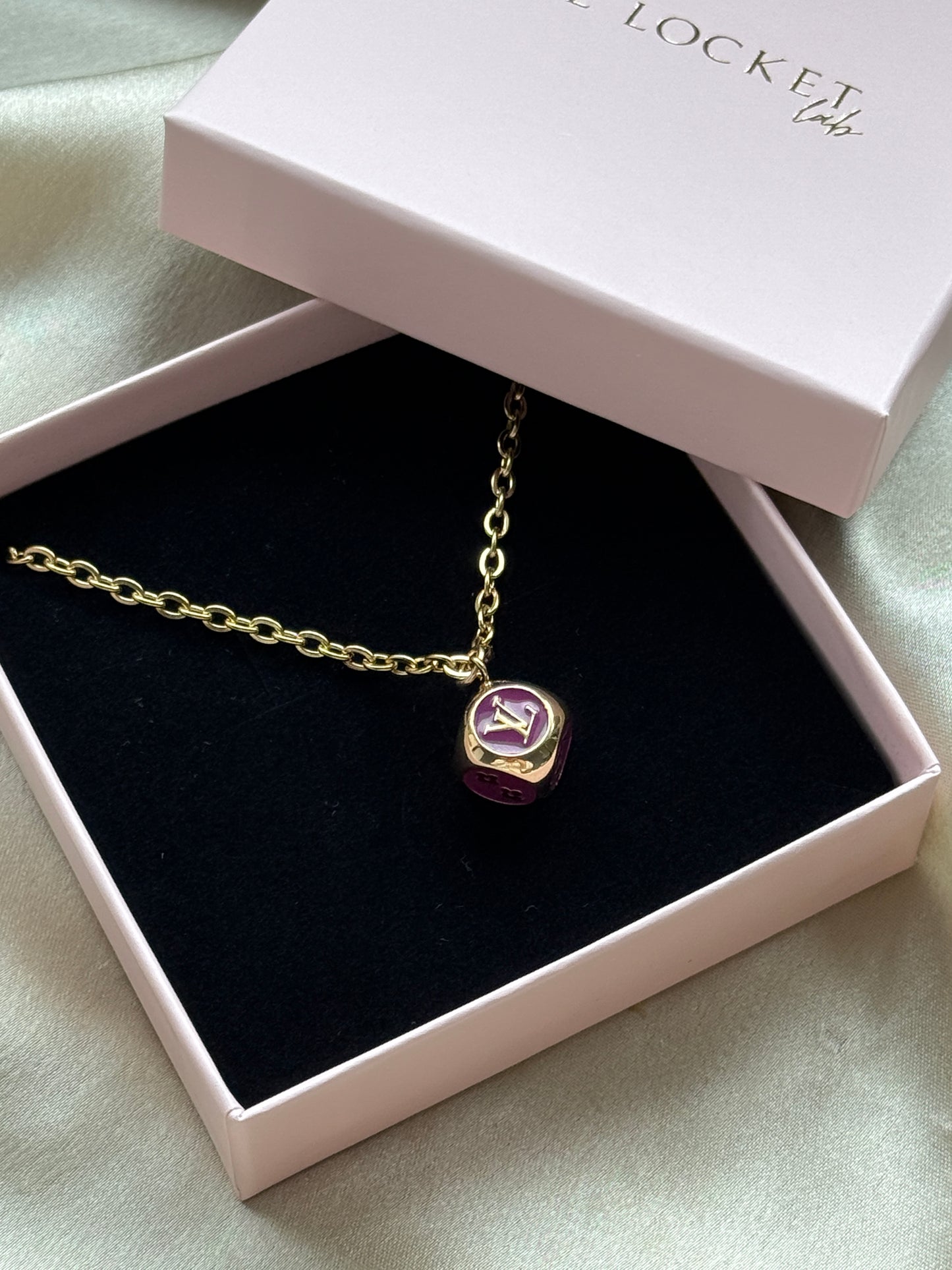 Authentic Reworked Necklace - Purple Branded Dice