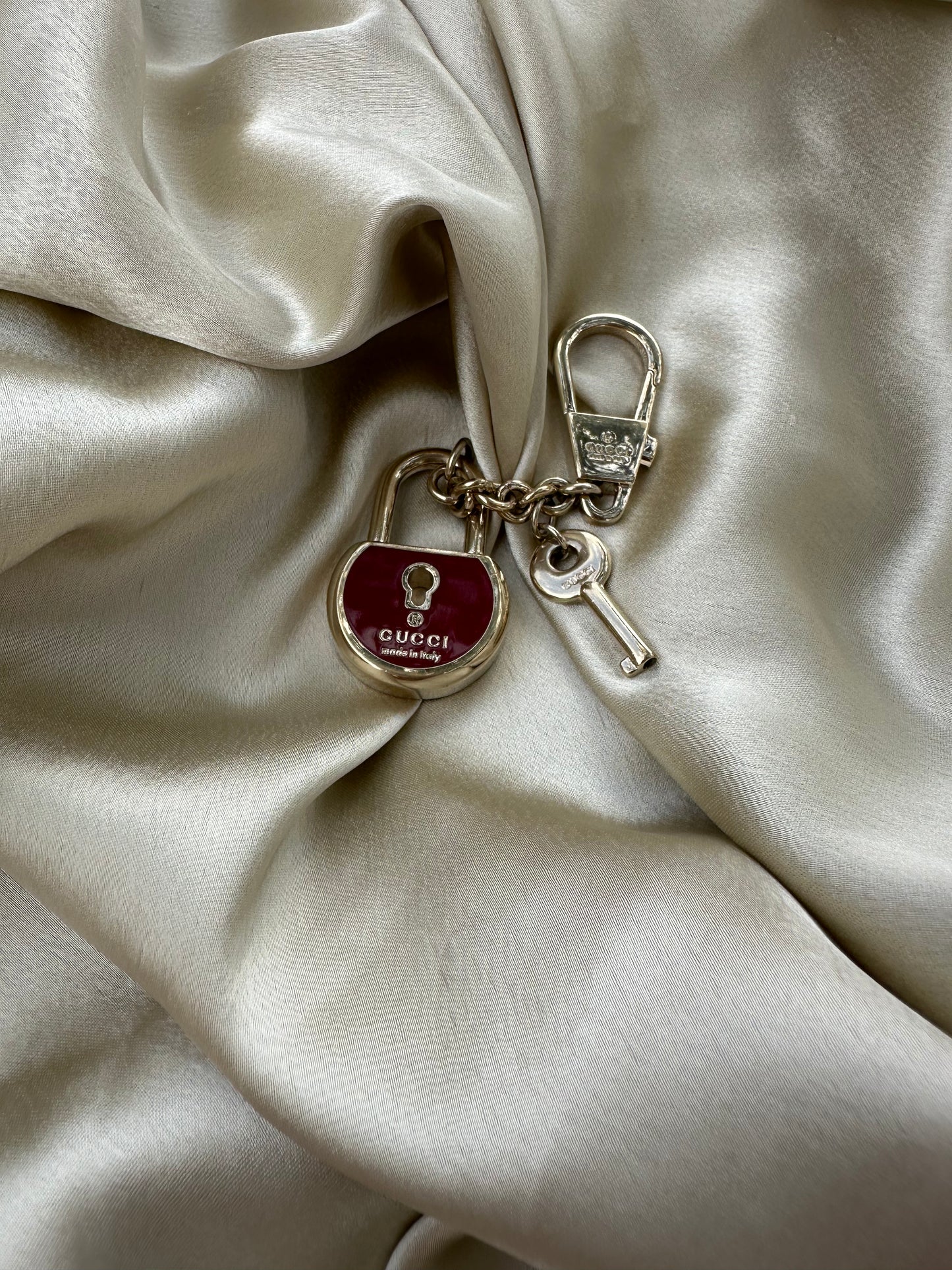 Authentic Reworked Necklace - Burgundy Padlock