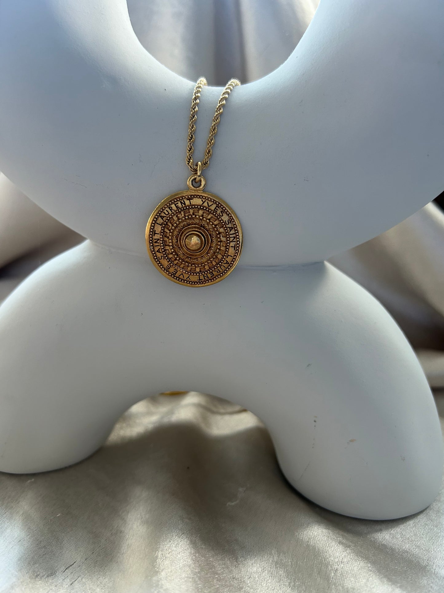 Authentic Reworked Coin Necklace - Large Pendant Rope Chain