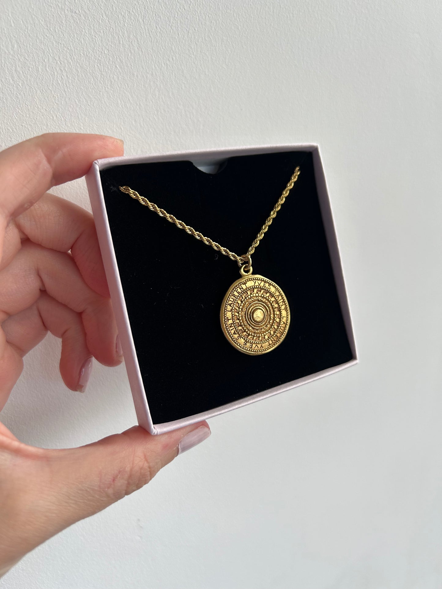 Authentic Reworked Coin Necklace - Large Pendant Rope Chain