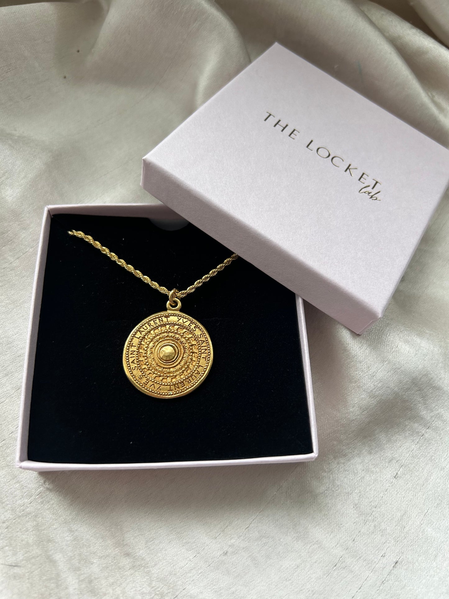 Authentic Reworked Coin Necklace - Large Pendant Rope Chain