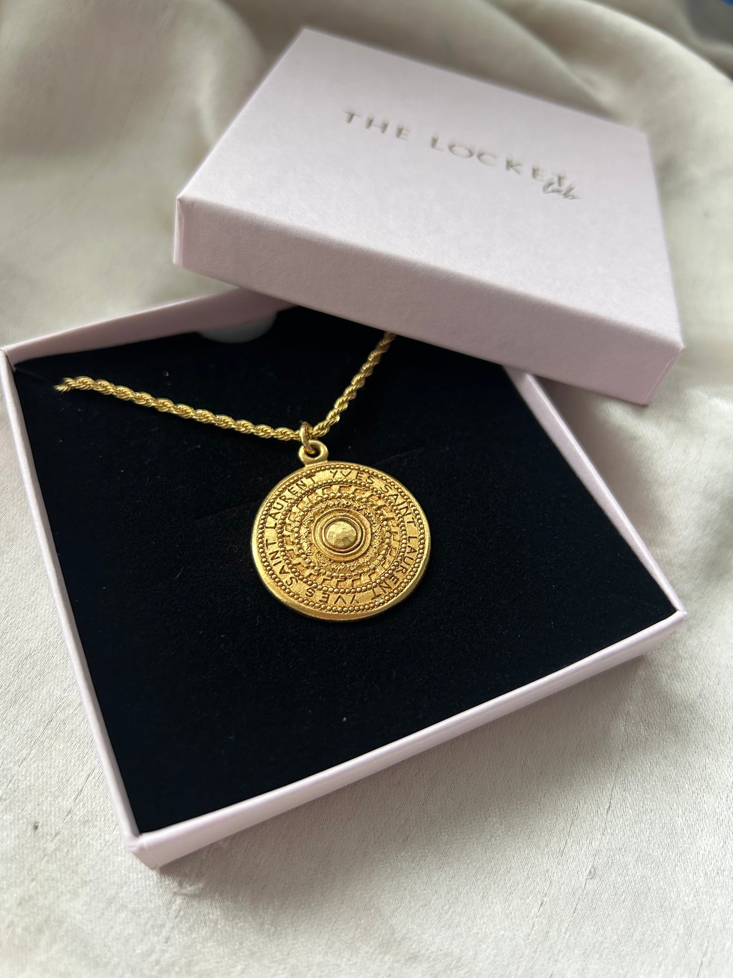 Authentic Reworked Coin Necklace - Large Pendant Rope Chain