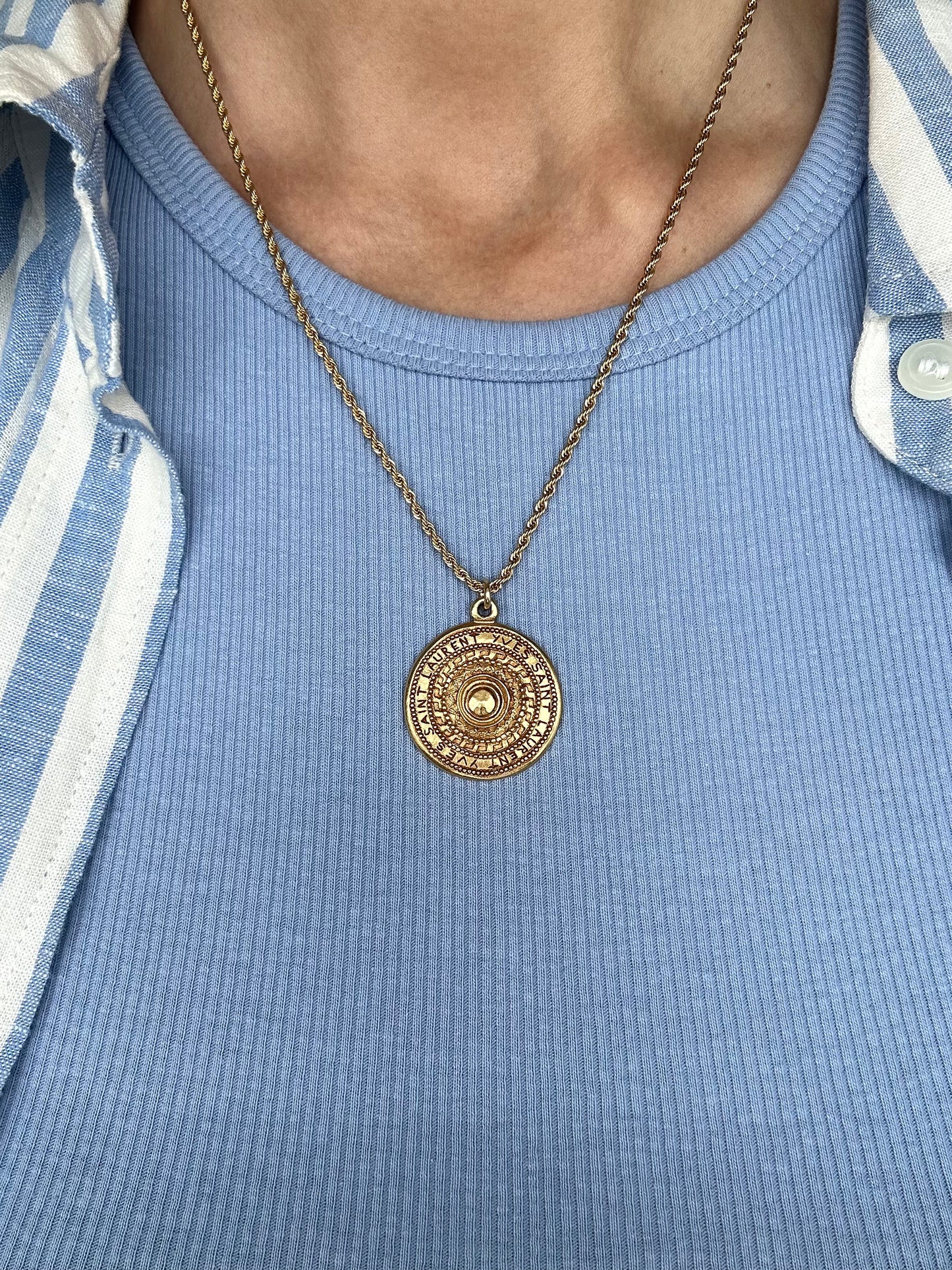 Authentic Reworked Coin Necklace - Large Pendant Rope Chain