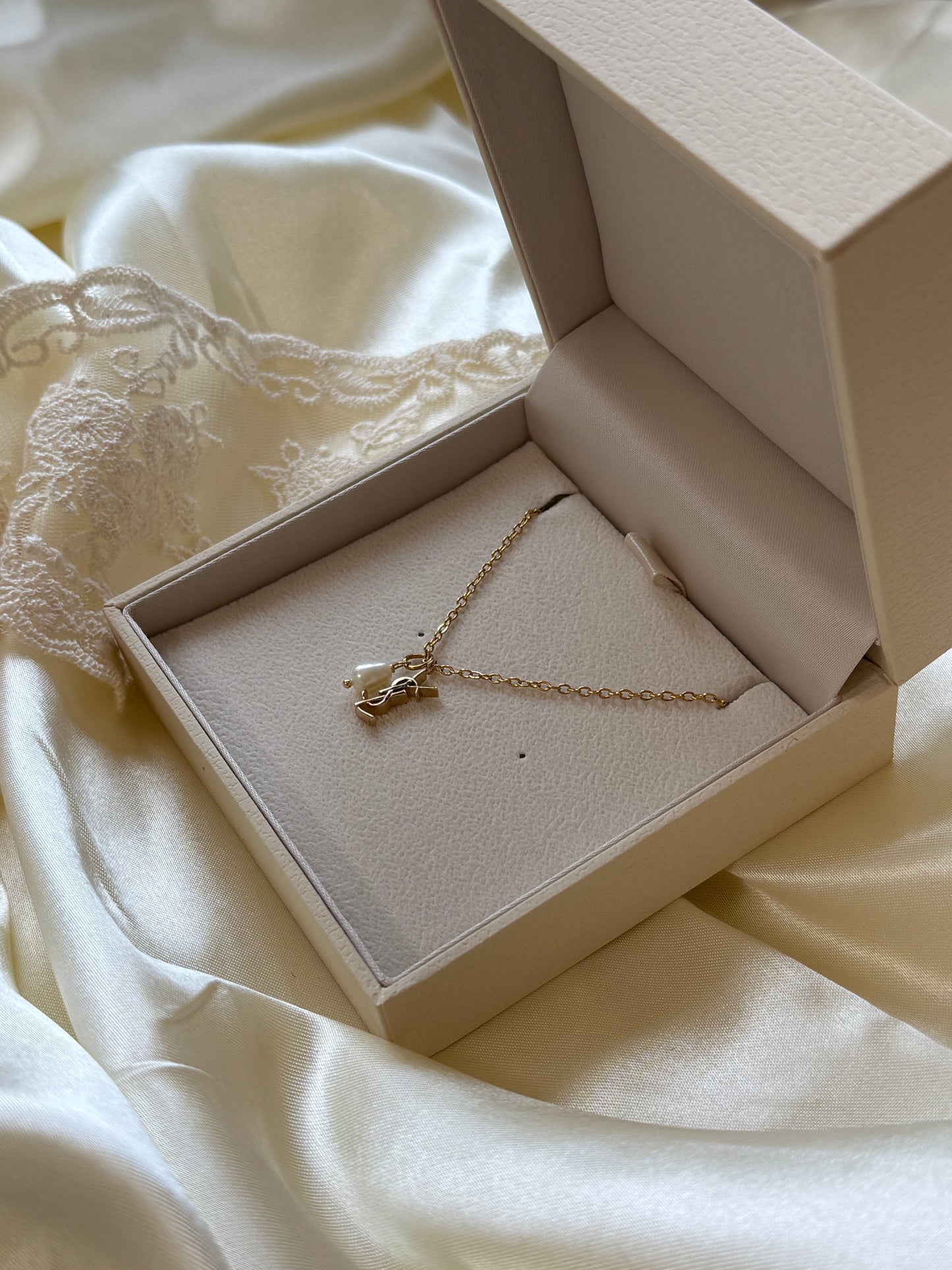 Authentic Reworked Necklace - Logo & Pearl
