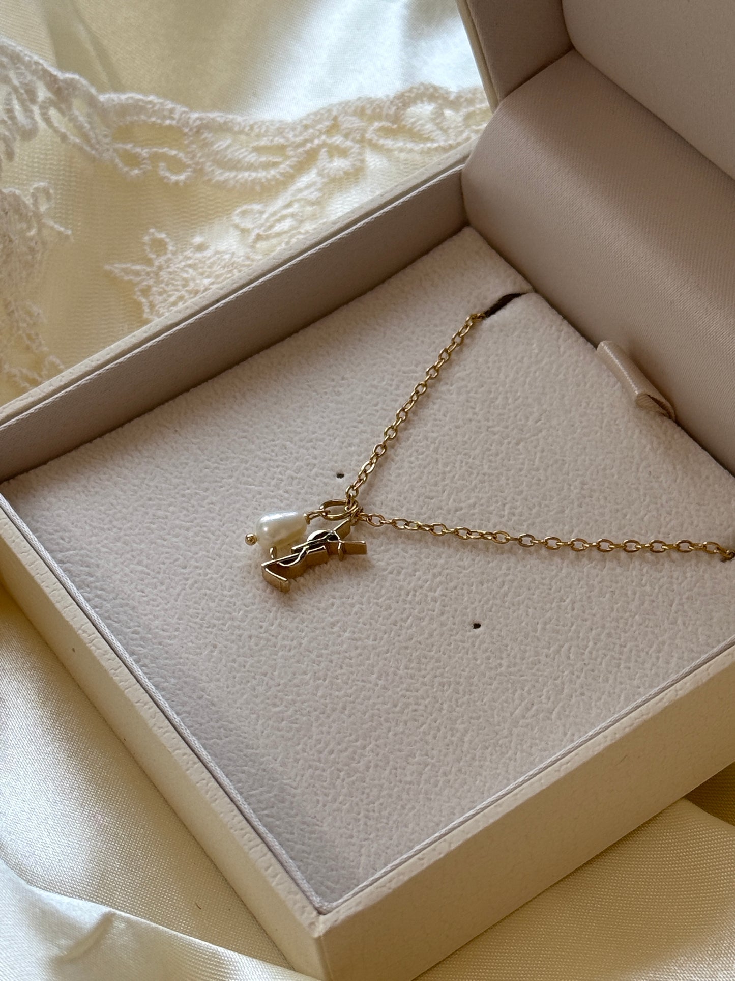 Authentic Reworked Necklace - Logo & Pearl
