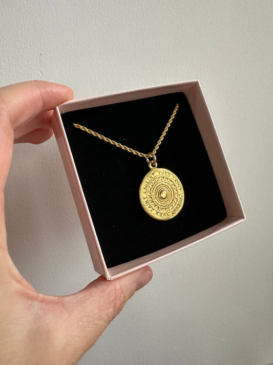 Authentic Reworked Coin Necklace - Large Pendant Rope Chain