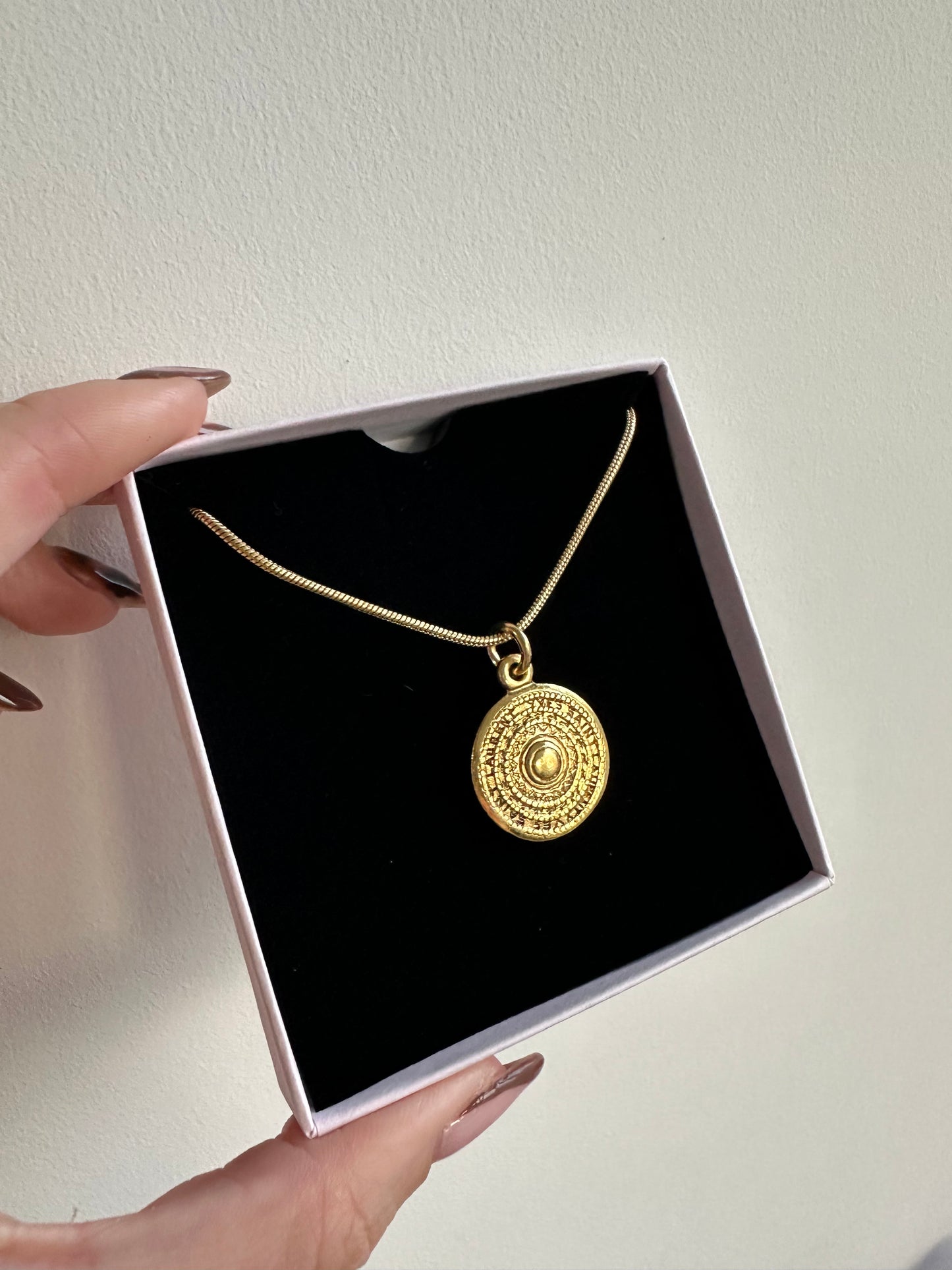 Authentic Reworked Coin Necklace - Small Pendant Snake Chain 1