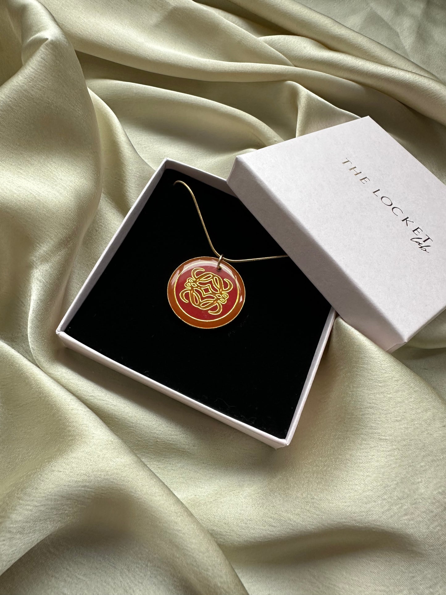 Authentic Reworked Necklace - Red Anagram Circle