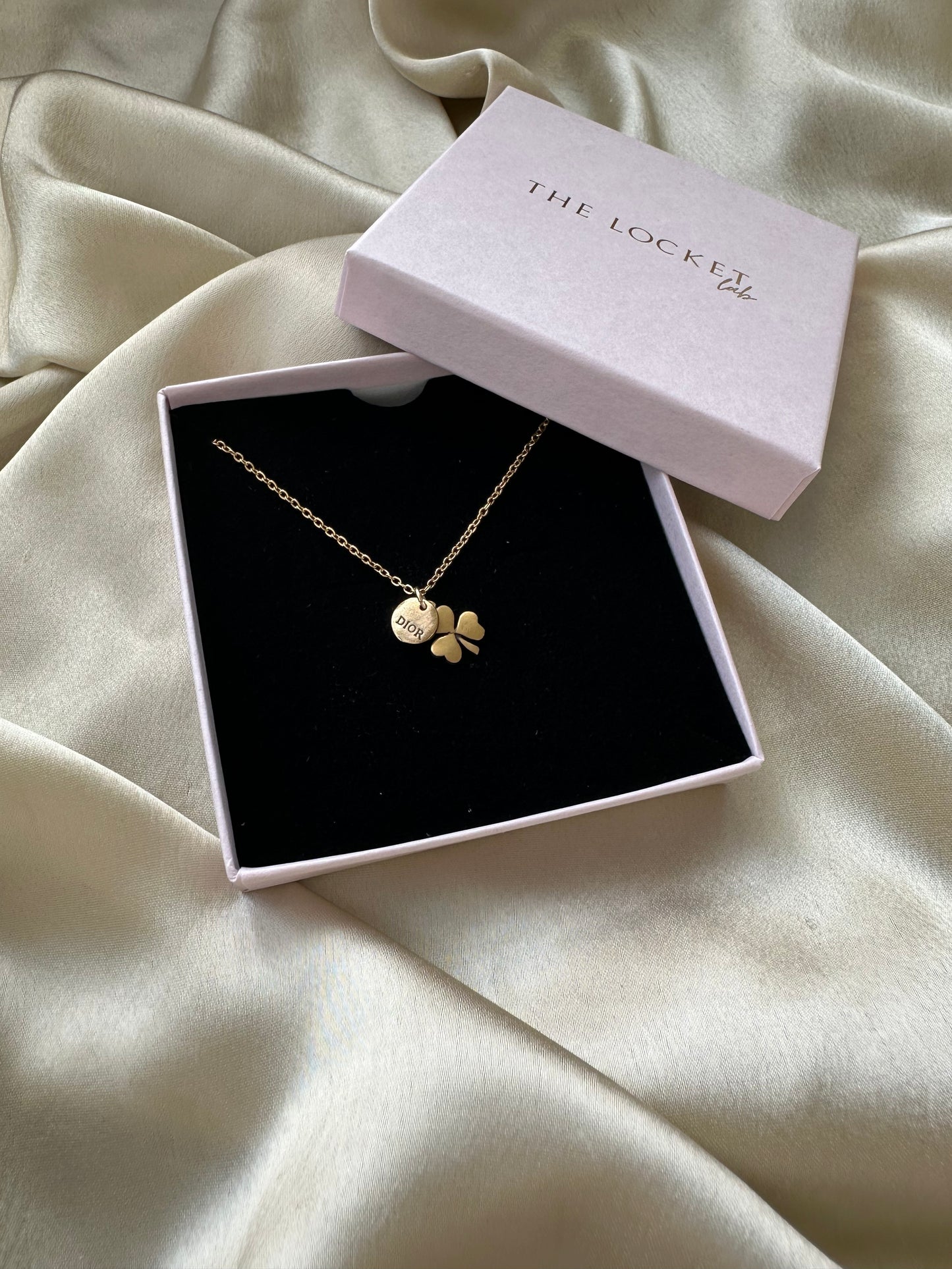 Authentic Reworked Necklace - Lucky Clover and Logo