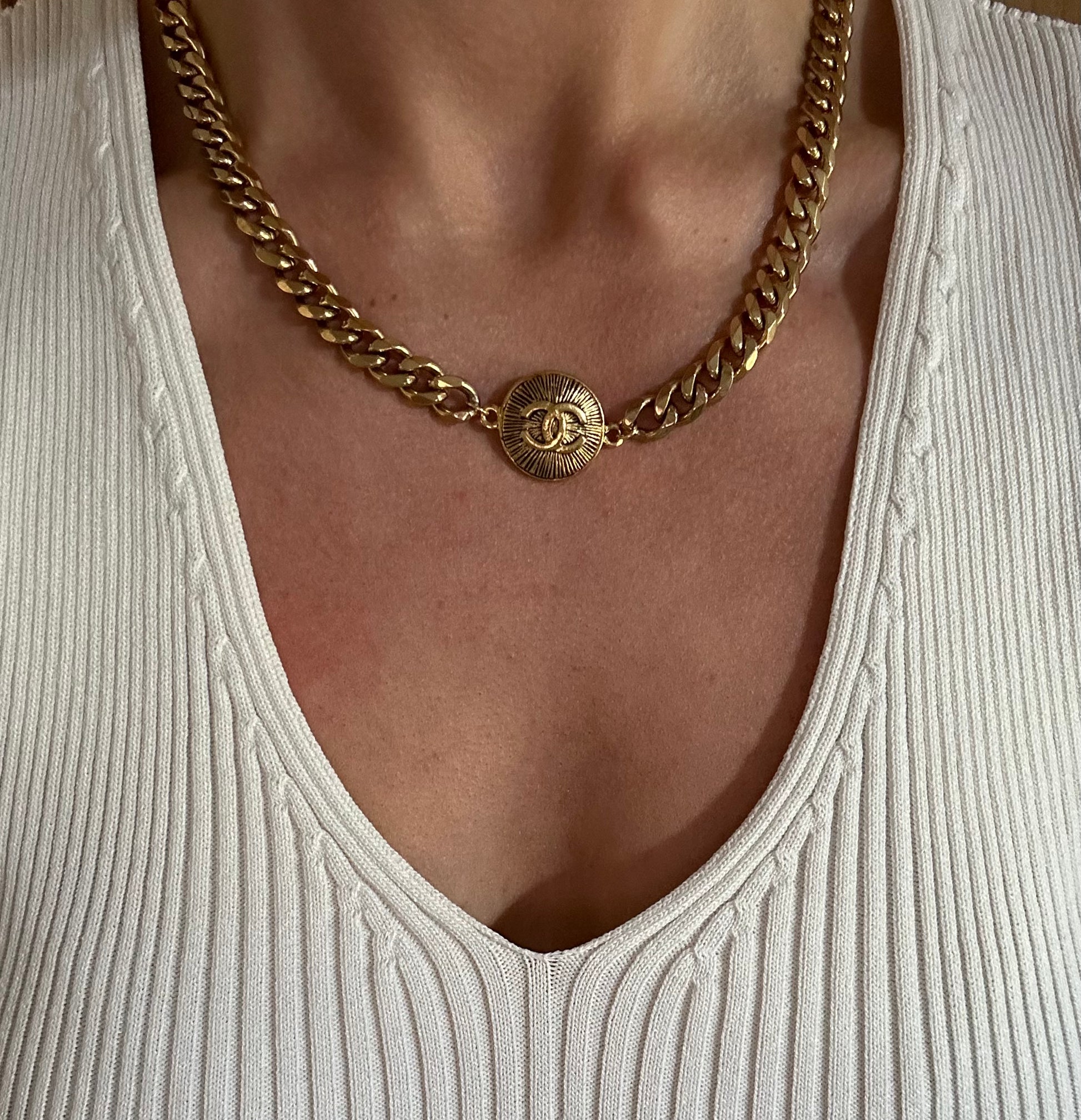 Repurposed Silver Chanel Necklace
