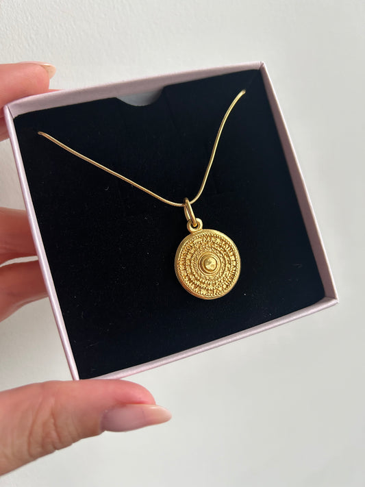 Authentic Reworked Coin Necklace - Small Pendant Snake Chain